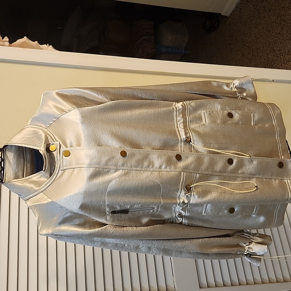 Doncaster Metallic Silver Structured Jacket. High Fashion.